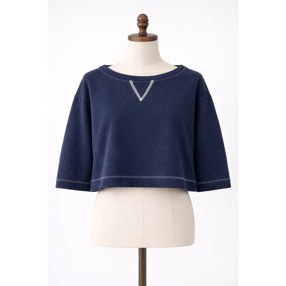 Alex Mill Womens Navy Blue Cropped Boxy‎ Sweatshirt Elbow Sleeve XS Stitch